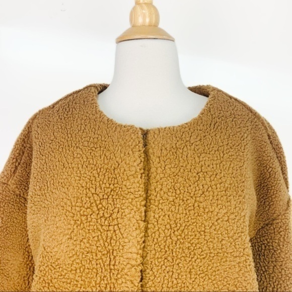 💋Madewell Sherpa caramel tan light brown cocoon jacket coat - Picture 8 of 13